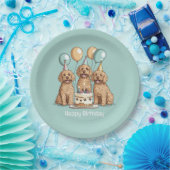 Assiettes En Carton Joyeux Chiens Goldendoodle Anniversaire (Fête)