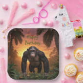 Assiettes En Carton Joyeux Chimp d'anniversaire (Fête)