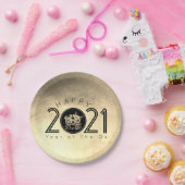 Assiettes En Carton Joyeux Chinois Metal Ox Nouvel An 2021 PP (Fête)