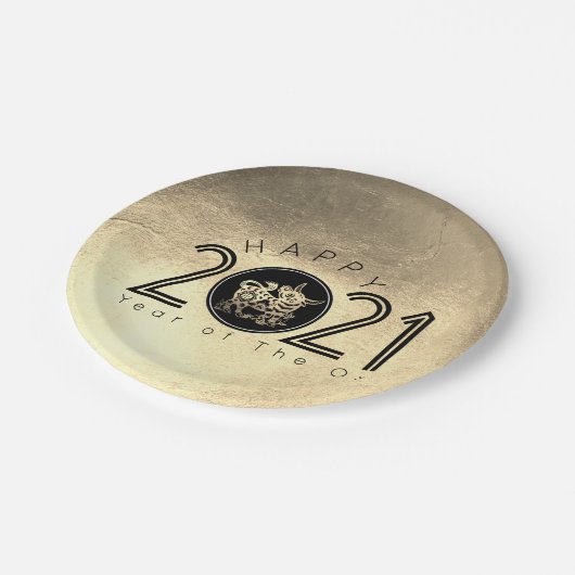 Assiettes En Carton Joyeux Chinois Metal Ox Nouvel An 2021 PP (Angle)