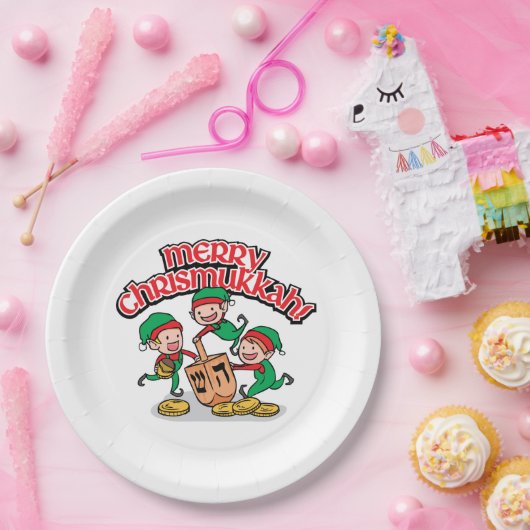 Assiettes En Carton Joyeux Chrismukah avec Elves et Rêves (Fête)
