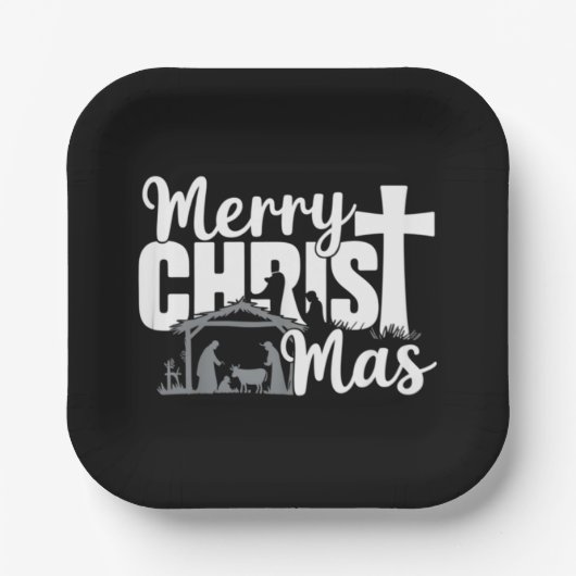 Assiettes En Carton Joyeux Christ Mas Christian Noël Famille Jésus (Recto)