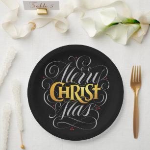 Assiettes En Carton Joyeux CHRISTmas Christian Gold Script Christ Jésu
