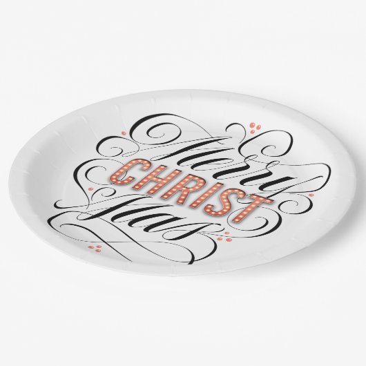 Assiettes En Carton Joyeux CHRISTmas Religieux Red Marquee Calligraphi (Angle)