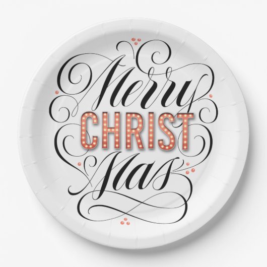 Assiettes En Carton Joyeux CHRISTmas Religieux Red Marquee Calligraphi (Devant)