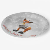 Assiettes En Carton Joyeux Christmoose portant un casquette (Angle)