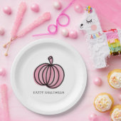 Assiettes En Carton Joyeux Citrouille rose d'Halloween (Fête)