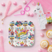 Assiettes En Carton Joyeux Clowns de cirque d'anniversaire (Fête)
