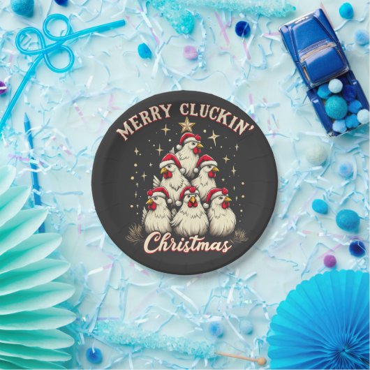 Assiettes En Carton Joyeux clucage Noël Funny Chicken Roosters (Fête)