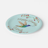 Assiettes En Carton Joyeux colibri d'anniversaire (Angle)