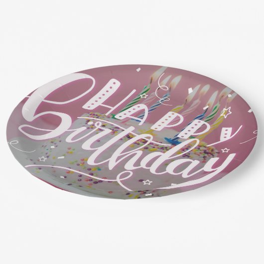 Assiettes En Carton Joyeux concept d'anniversaire (Angle)