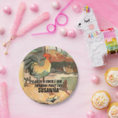 Assiettes En Carton Joyeux coq d'anniversaire illustré (Fête)