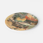 Assiettes En Carton Joyeux coq d'anniversaire illustré (Angle)