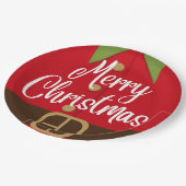 Assiettes En Carton Joyeux costume Elf Père Noël (Angle)