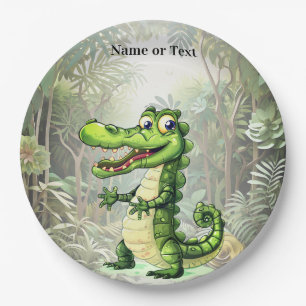 Assiettes En Carton Joyeux Crocodile sauvage arbres de la jungle belle