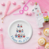 Assiettes En Carton Joyeux cupcakes 4 juillet aquarelle (Fête)