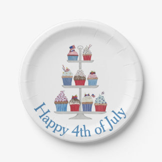 Assiettes En Carton Joyeux cupcakes 4 juillet aquarelle