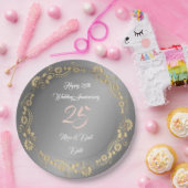 Assiettes En Carton Joyeux Customize Silver 25th Anniversary (Fête)