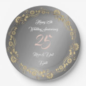 Assiettes En Carton Joyeux Customize Silver 25th Anniversary (Devant)
