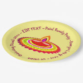 Assiettes En Carton Joyeux Diwali 20xx Ajouter Année Texte Jaune Purpl (Angle)