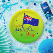 Assiettes En Carton Joyeux drapeau Australie Jour Gold Vert 9" (Fête)