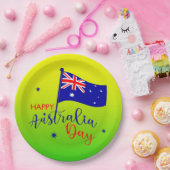 Assiettes En Carton Joyeux drapeau Australie Jour Gold Vert 9" (Fête)