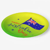 Assiettes En Carton Joyeux drapeau Australie Jour Gold Vert 9" (Angle)