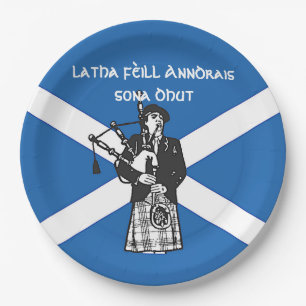Assiettes En Carton Joyeux drapeau de la Saint Andrews Bagpiper grand