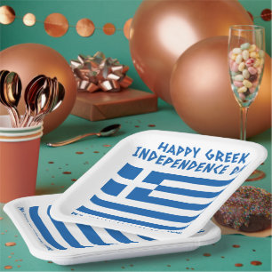 Assiettes En Carton Joyeux drapeau grec pour l'indépendance