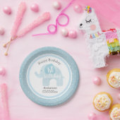 Assiettes En Carton Joyeux ęr anniversaire d'éléphant bleu (Fête)