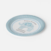 Assiettes En Carton Joyeux ęr anniversaire d'éléphant bleu (Angle)