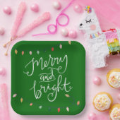 Assiettes En Carton Joyeux et brillants feux de Noël Vert (Fête)