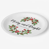 Assiettes En Carton Joyeux et lumineux Mistletoe Fête de Fêtes (Angle)