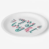 Assiettes En Carton Joyeux et lumineux - vert et rose (Angle)