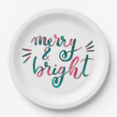 Assiettes En Carton Joyeux et lumineux - vert et rose (Devant)