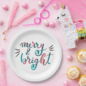 Assiettes En Carton Joyeux et lumineux - vert et rouge (Fête)