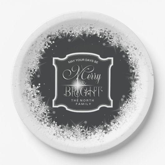 Assiettes En Carton Joyeux et neige brillante Noël ID591 (Devant)