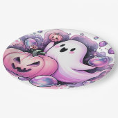 Assiettes En Carton Joyeux fantôme (Angle)