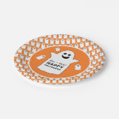 Assiettes En Carton Joyeux Fantôme, fête d'Halloween orange (Angle)