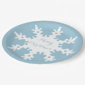 Assiettes En Carton Joyeux flocon de neige de Noël (Angle)
