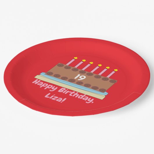 Assiettes En Carton Joyeux gâteau au chocolat d'anniversaire (Angle)