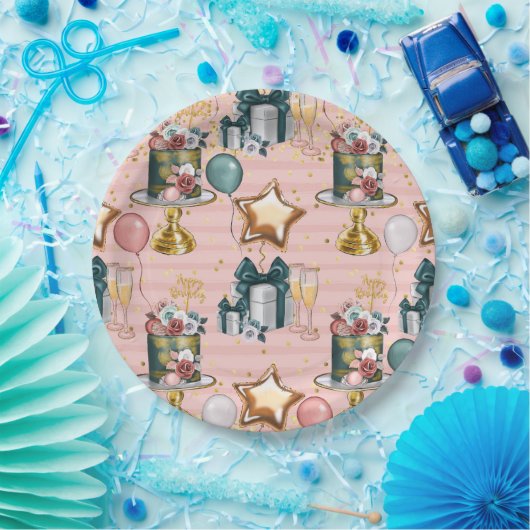 Assiettes En Carton Joyeux gâteau d'anniversaire (Fête)