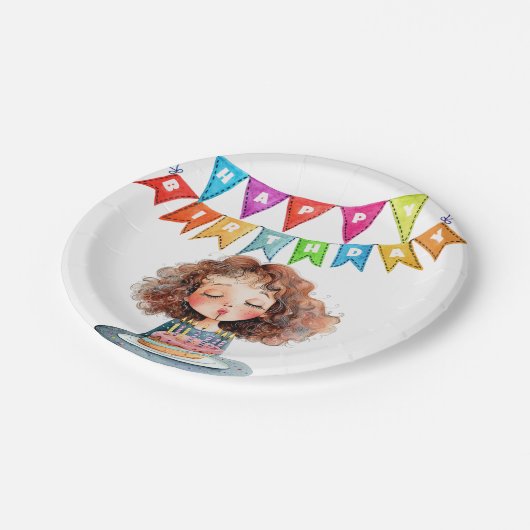 Assiettes En Carton Joyeux gâteau d'anniversaire (Angle)