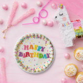 Assiettes En Carton Joyeux gâteau décoré d'anniversaire (Fête)