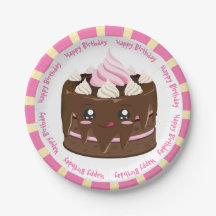 Joyeux gâteau kawaii au chocolat d'anniversaire