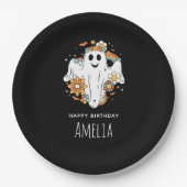 Assiettes En Carton Joyeux Ghost Retro Hippie Vibe Anniversaire (Devant)