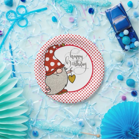 Assiettes En Carton Joyeux Gnome d'anniversaire (Fête)