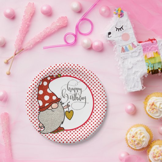 Assiettes En Carton Joyeux Gnome d'anniversaire (Fête)