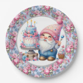 Assiettes En Carton Joyeux Gnome d'anniversaire (Devant)