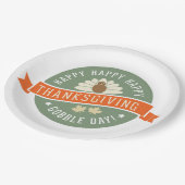 Assiettes En Carton Joyeux Gobble Day Fête de Thanksgiving (Angle)